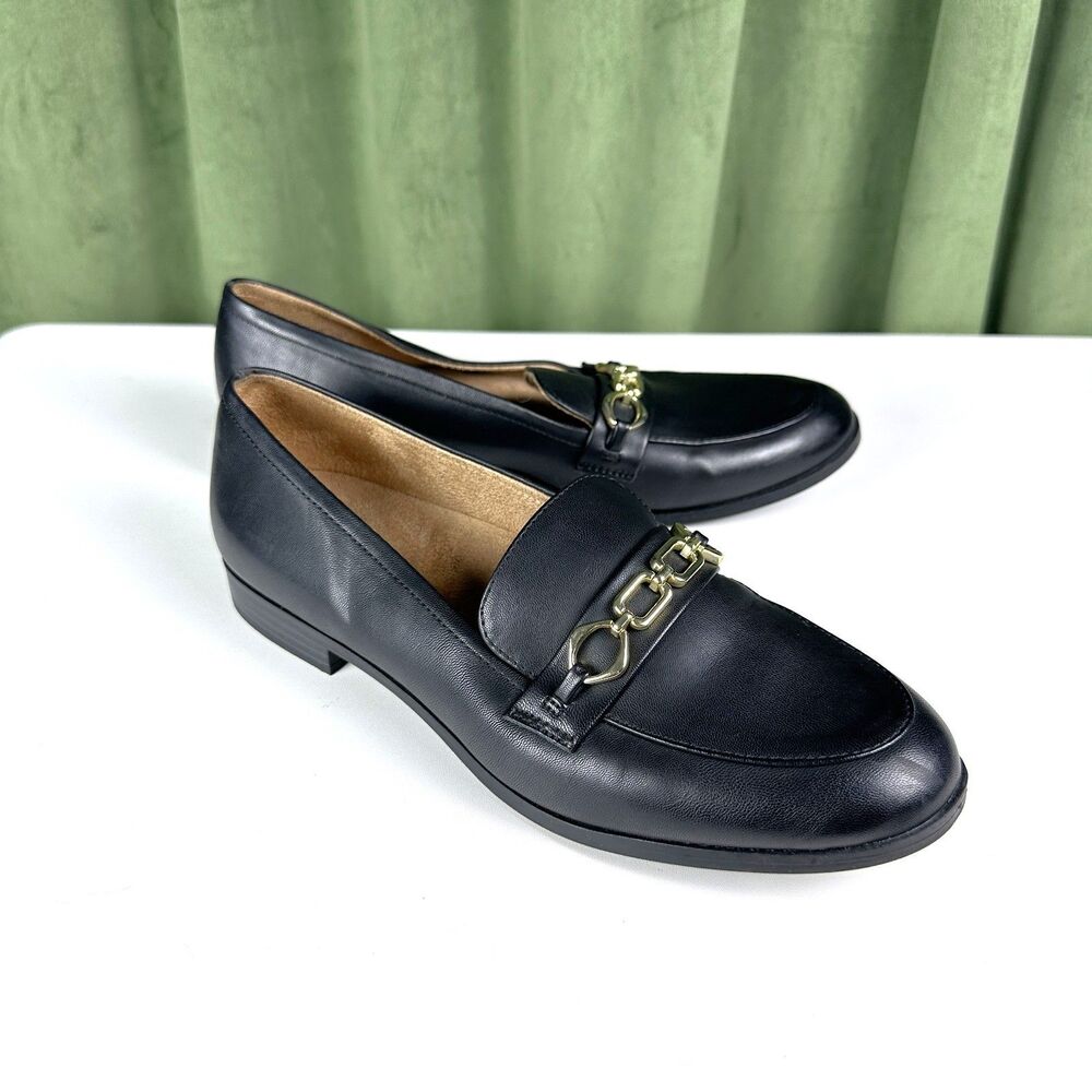 Naturalizer Black Leather Loafers Mariana Horse Bit Womens Size 9M